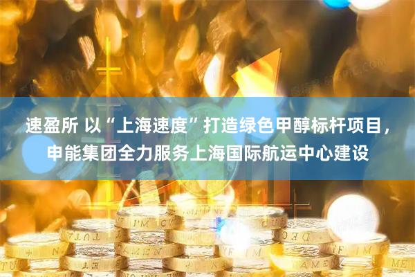 速盈所 以“上海速度”打造绿色甲醇标杆项目，申能集团全力服务上海国际航运中心建设